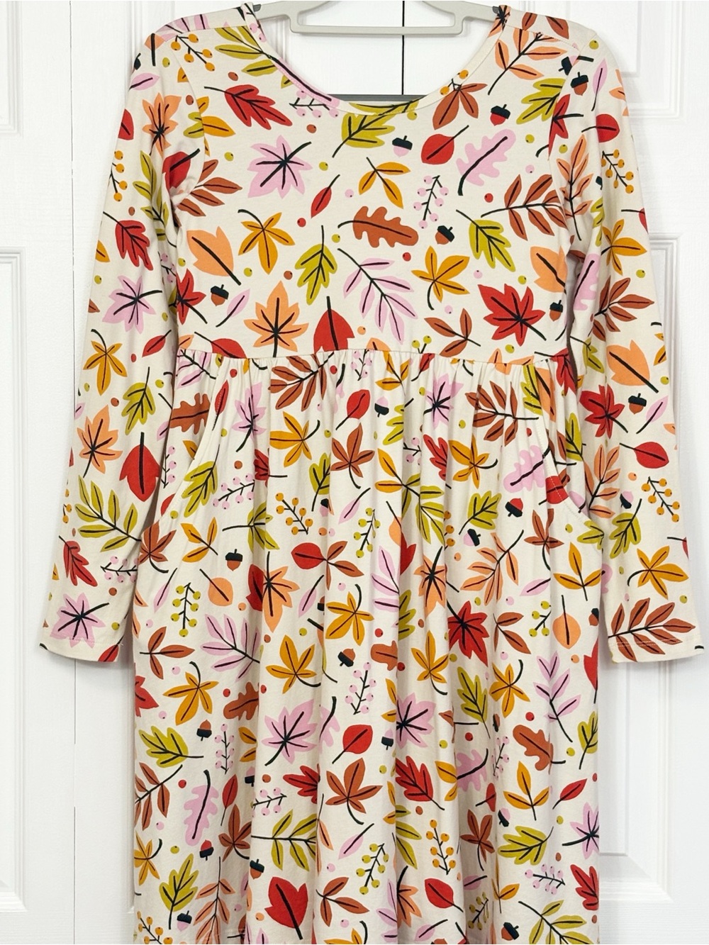 Hanna Andersson Autumn Fall Foliage Print Long Sleeve Skater Rising Dress 12
